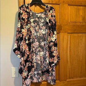 Maurice’s Black Floral Kimono Cardigan - Lightweight Layer